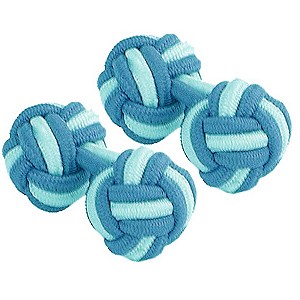 Sky Blue and White Silk Knot Cufflinks